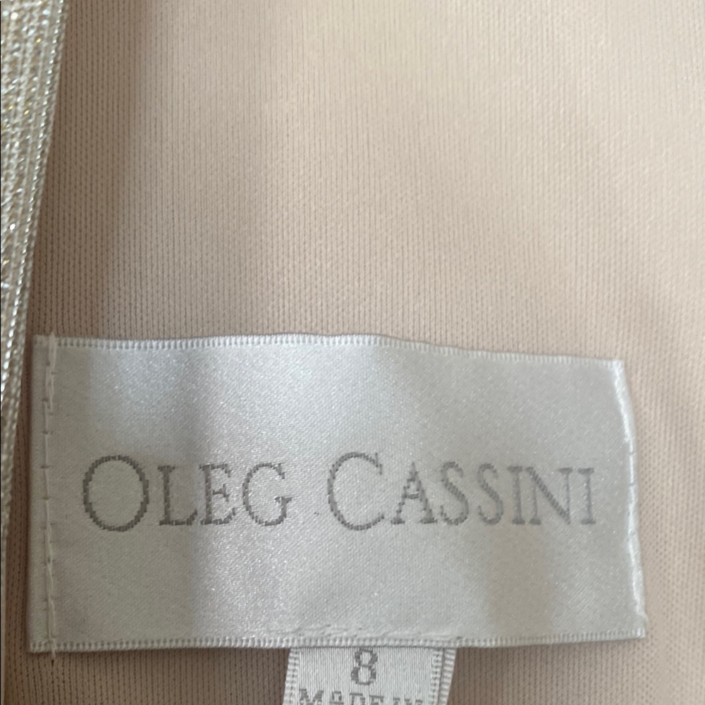 Oleg Cassini Gold Sleeveless V-Neck Dress - Picture 2 of 6